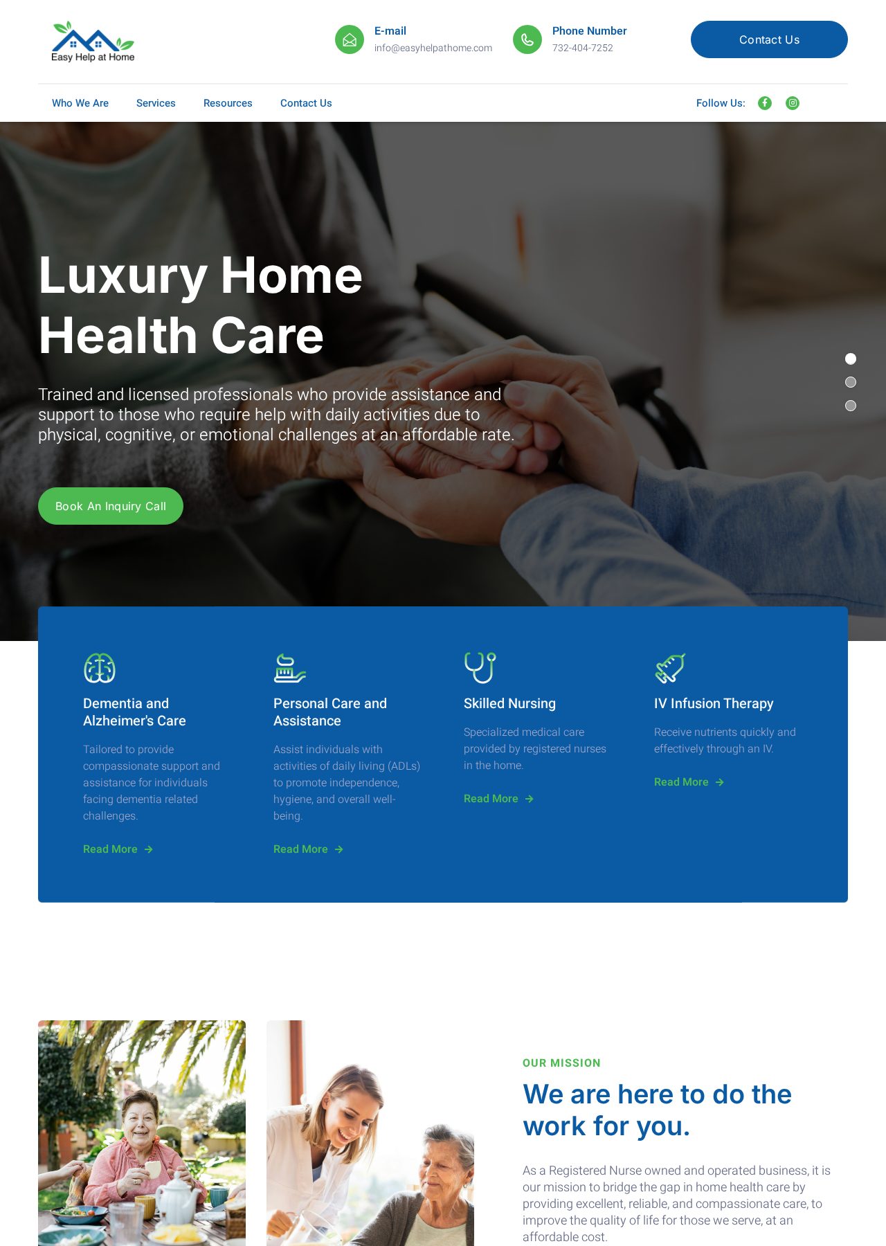 Easy Help At Home homepage screenshot