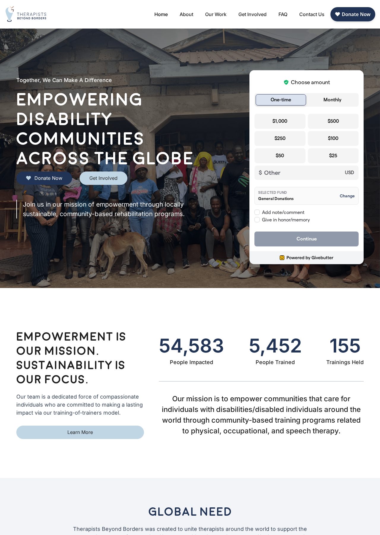 Therapists Beyond Borders homepage screenshot